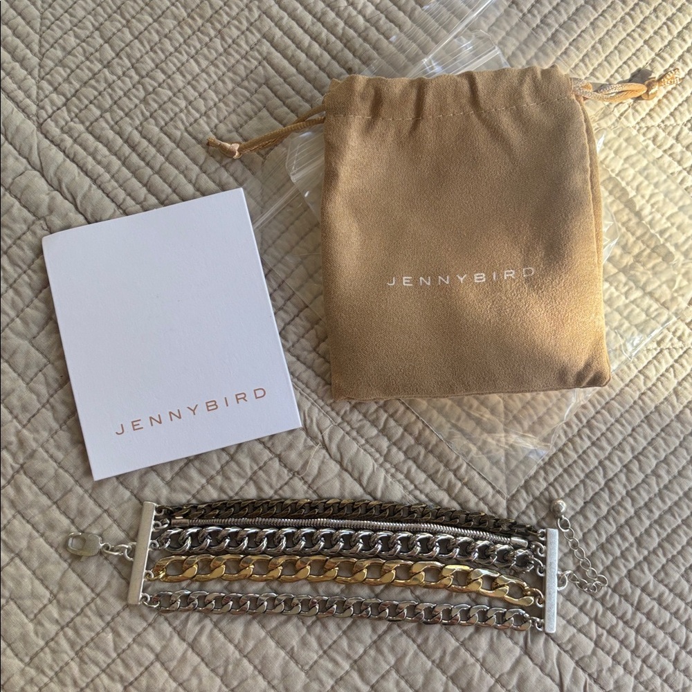 Jenny Bird Mixed Metal Stacked Layered Chain Bracelet — brand new, in packaging.
